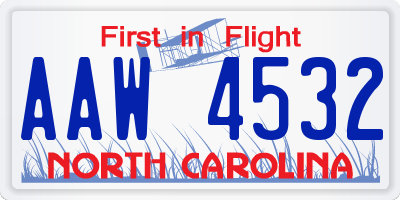 NC license plate AAW4532