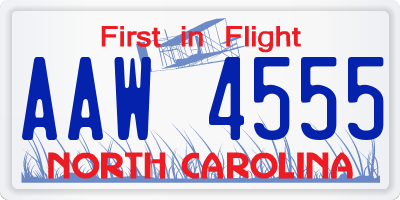 NC license plate AAW4555