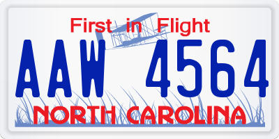 NC license plate AAW4564