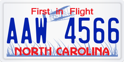 NC license plate AAW4566