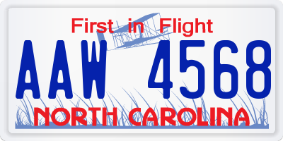 NC license plate AAW4568