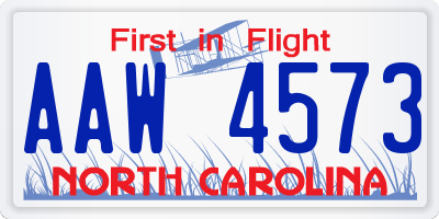 NC license plate AAW4573