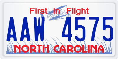NC license plate AAW4575