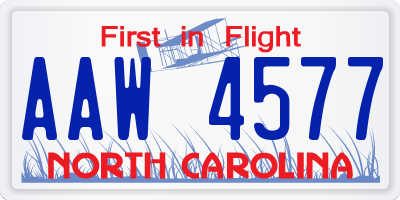 NC license plate AAW4577