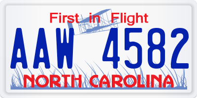 NC license plate AAW4582