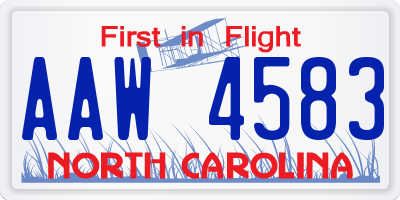 NC license plate AAW4583