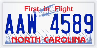 NC license plate AAW4589