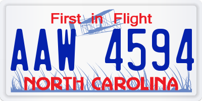 NC license plate AAW4594