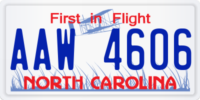 NC license plate AAW4606
