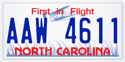 NC license plate AAW4611