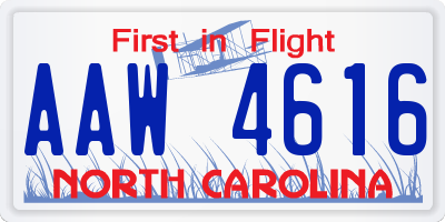NC license plate AAW4616