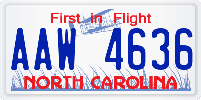 NC license plate AAW4636