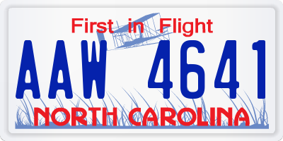 NC license plate AAW4641