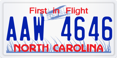 NC license plate AAW4646