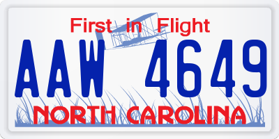 NC license plate AAW4649