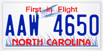 NC license plate AAW4650