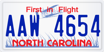 NC license plate AAW4654