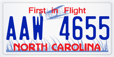 NC license plate AAW4655