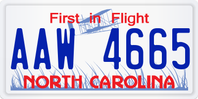 NC license plate AAW4665