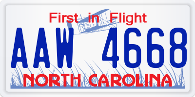 NC license plate AAW4668