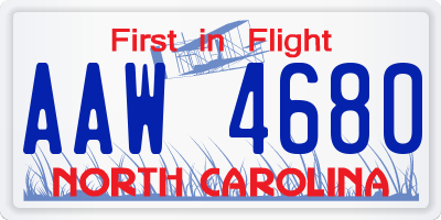 NC license plate AAW4680