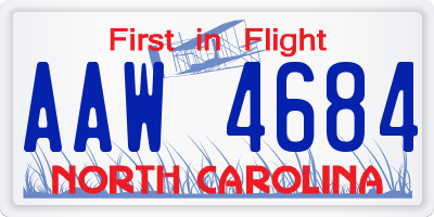 NC license plate AAW4684
