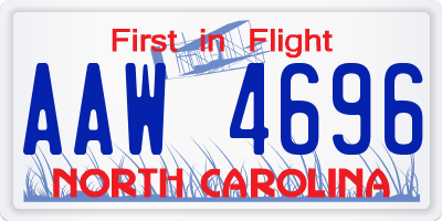 NC license plate AAW4696