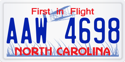 NC license plate AAW4698