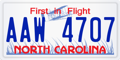 NC license plate AAW4707