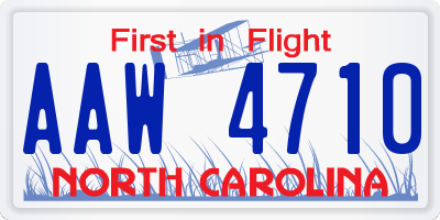 NC license plate AAW4710