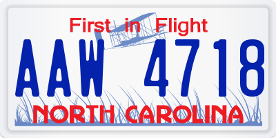 NC license plate AAW4718