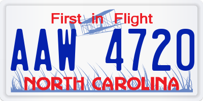 NC license plate AAW4720