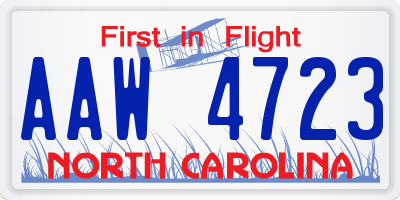 NC license plate AAW4723