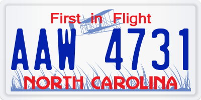NC license plate AAW4731