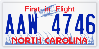 NC license plate AAW4746