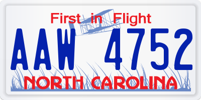 NC license plate AAW4752