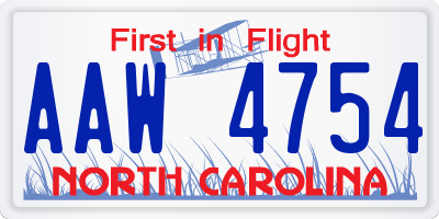 NC license plate AAW4754