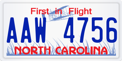 NC license plate AAW4756