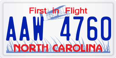 NC license plate AAW4760