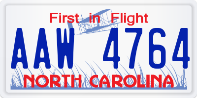 NC license plate AAW4764