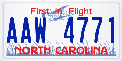 NC license plate AAW4771