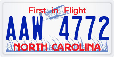 NC license plate AAW4772