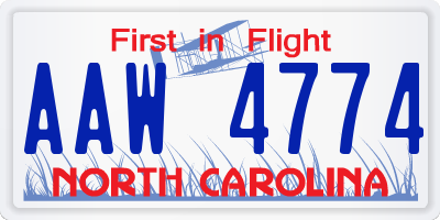 NC license plate AAW4774