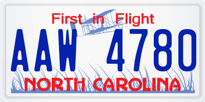 NC license plate AAW4780