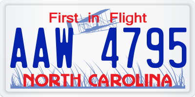 NC license plate AAW4795