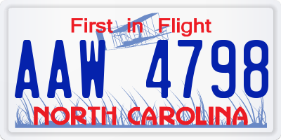 NC license plate AAW4798