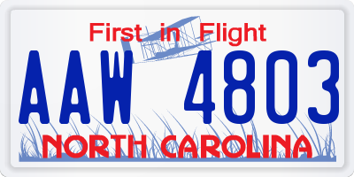 NC license plate AAW4803