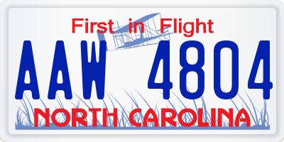 NC license plate AAW4804