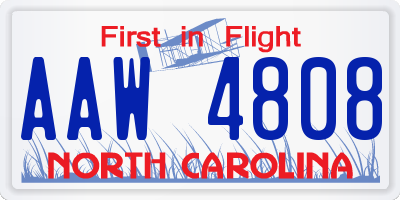 NC license plate AAW4808