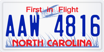 NC license plate AAW4816